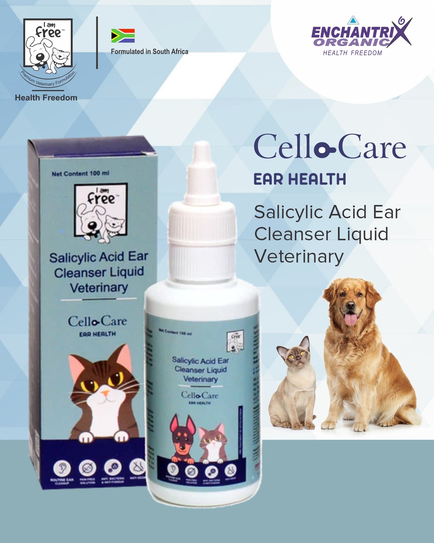 CelloCare Salicylic Acid Ear Cleanser Liquid Veterinary 200ml