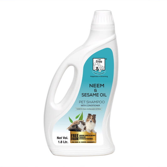 I AM FREE® Neem & Sesame Oil Pet Shampoo with Conditioner- 1.8 Ltr.